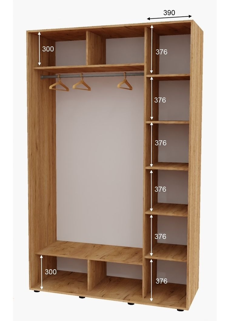 Шкаф-купе двухдверный 160*60*240 см Дуб крафт золотой 2 двери ДСП + Зеркало Алекса (356772205)