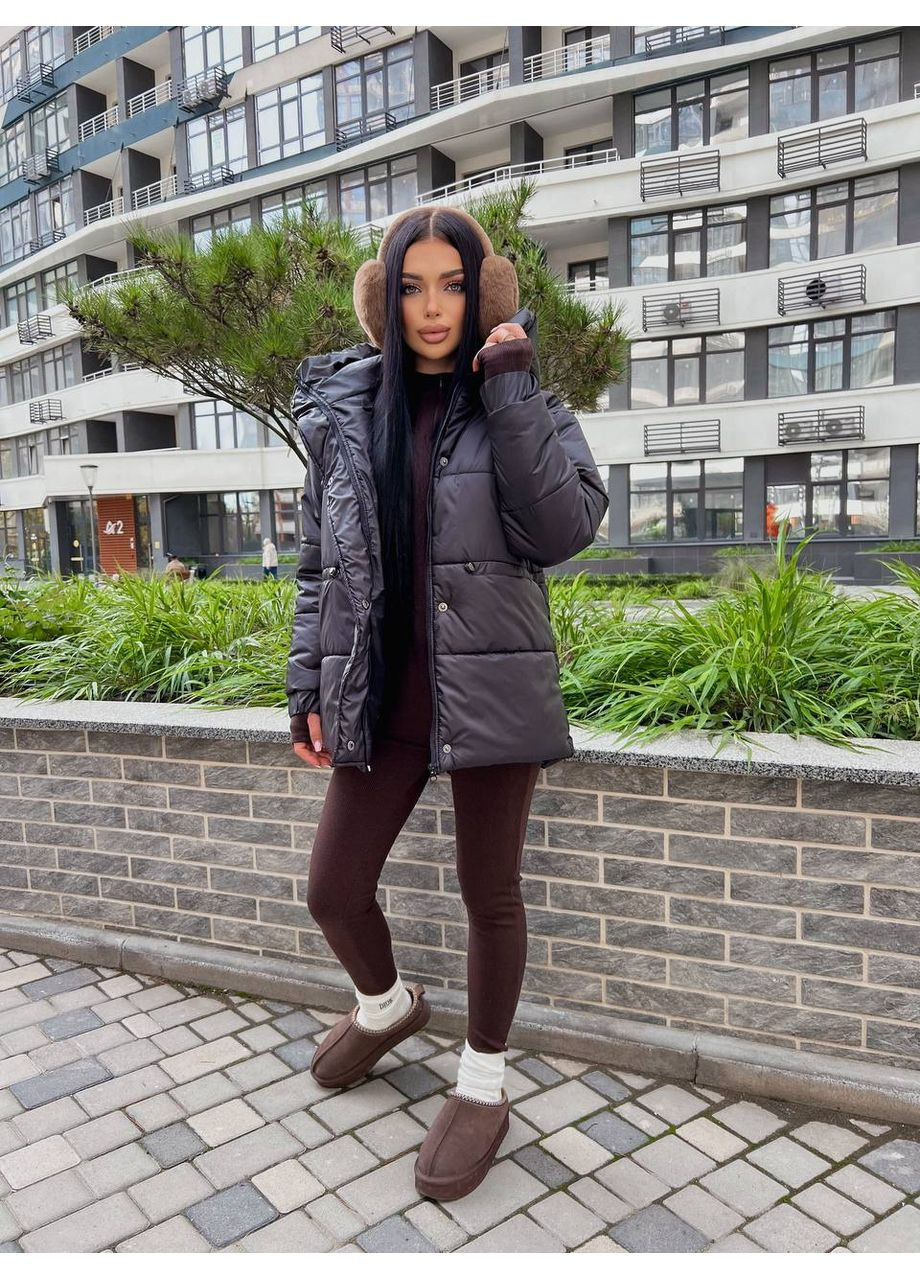 Черная зимняя женская зимняя куртка с микропухом — замеры в описании куртка-пальто GD/GL Модний простір