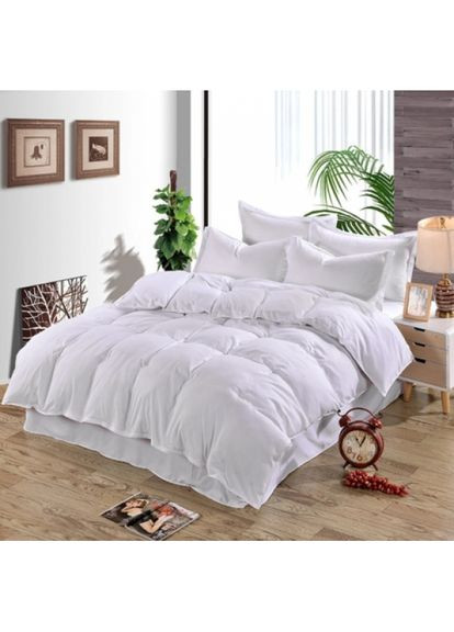 Комплект Євро постільної білизни Краприз WHITE в ПОДАРУНковій КОРОБКІ Сатин 200х220см Moka textile (316632009)