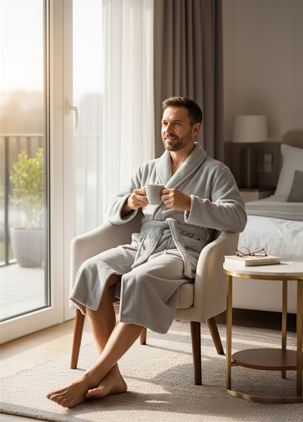 Мужской халат Livarno Dope Dyed 48/50 Серый (7866) Livarno home (362411239)