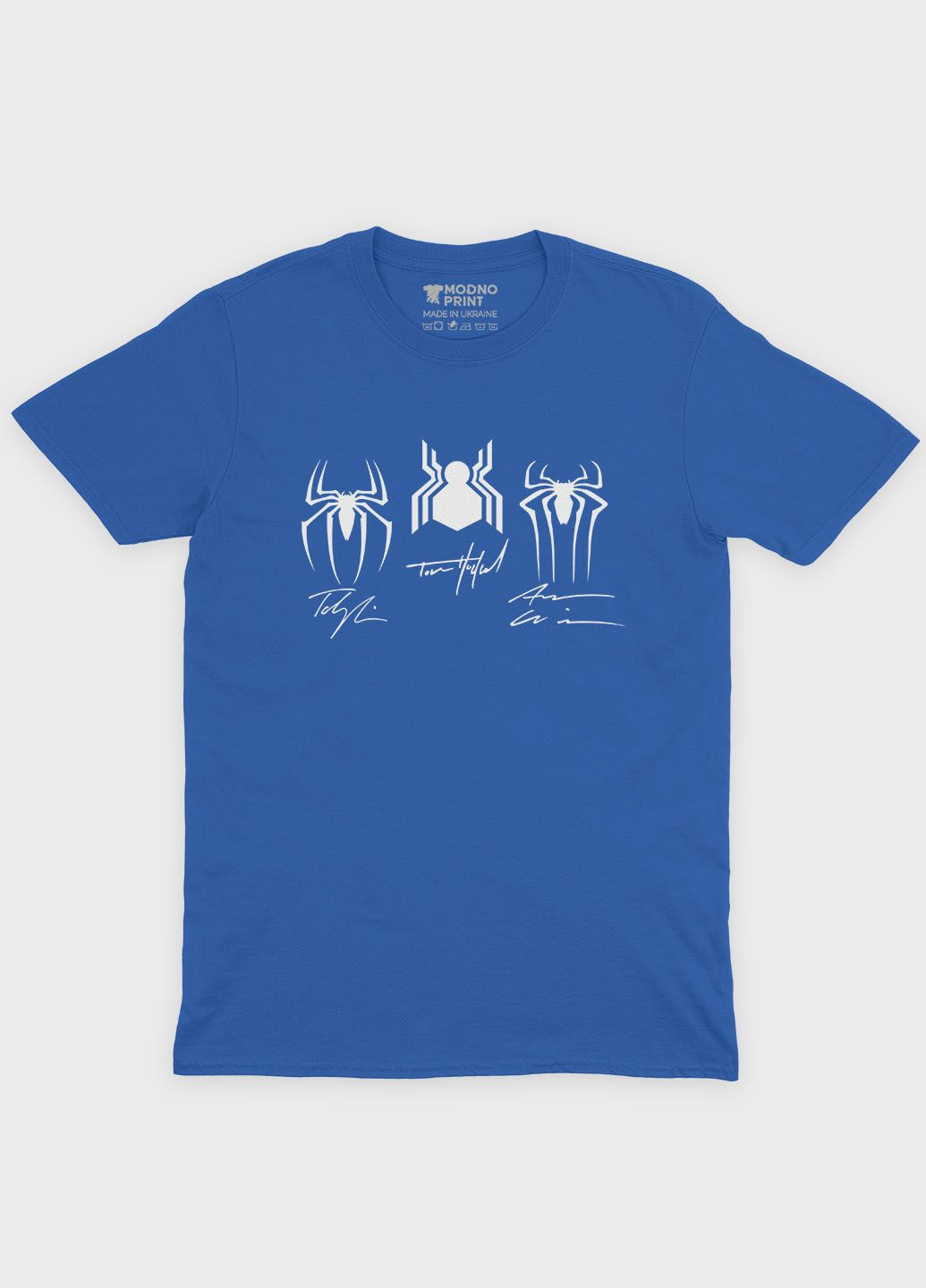 Синяя демисезонная футболка для девочки с принтом супергероя - человек-паук (ts001-1-grr-006-014-098-g) Modno