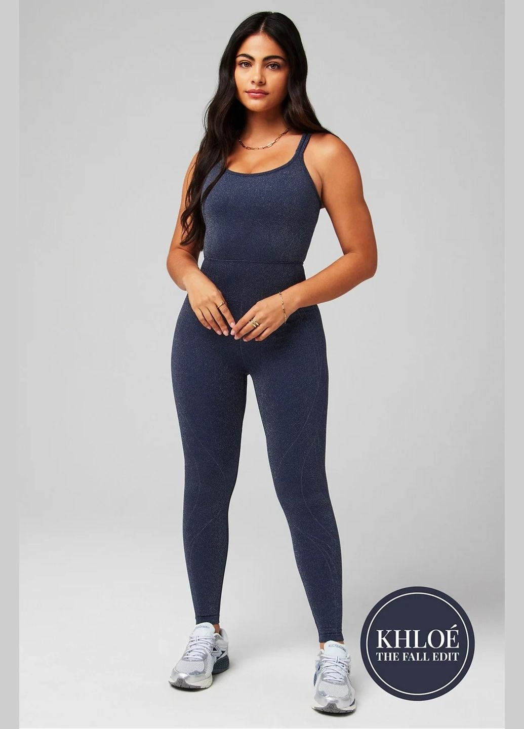 Спортивний безшовний комбінезон x Khloé Deep Navy Sparkle Seamless Jumpsuit Fabletics (306621079)