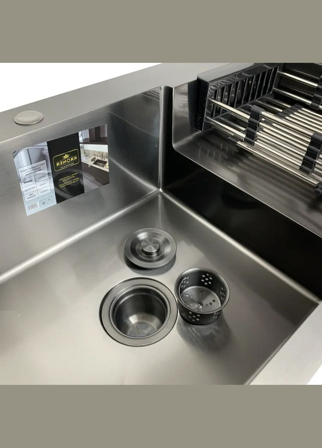 Комплект кухонної мийки KRP Schwarze - 7848RHM PVD Kroner (336935262)