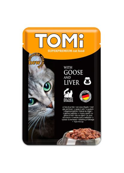 Влажный корм для кошек Goose Liver с гусем и печенью 100 г (4003024465196) TOMI (279564160)