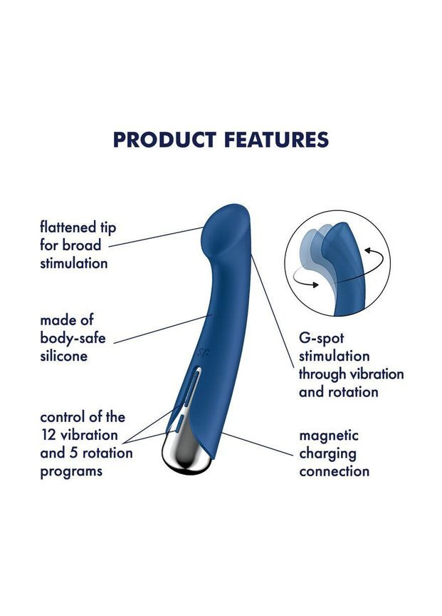 Вібратор з ротацією Satisfyer Spinning G-Spot 1 Blue, плоский майданчик для стимуляції точки G No Brand (366879350)