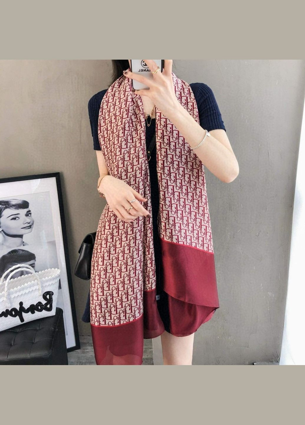 Женский шелковый шарф, шаль, палантин 80х180 см No Brand (347250600)