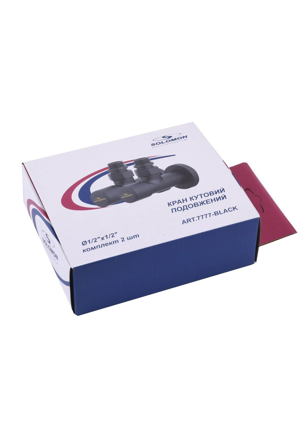 Набір Кран вентильний кутовий з американкою LUX 1/2″ 7777 (2шт.) BLACK (1уп) Solomon (301219308)