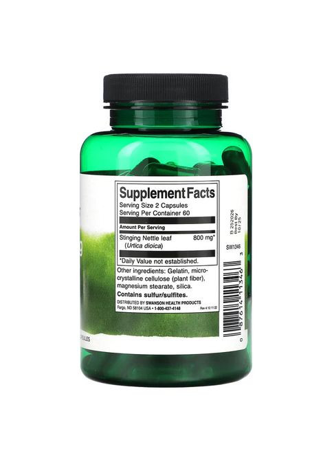 Кропива дводомна Stinging Nettle Leaf 400 mg 120 capsules Swanson (292555746)