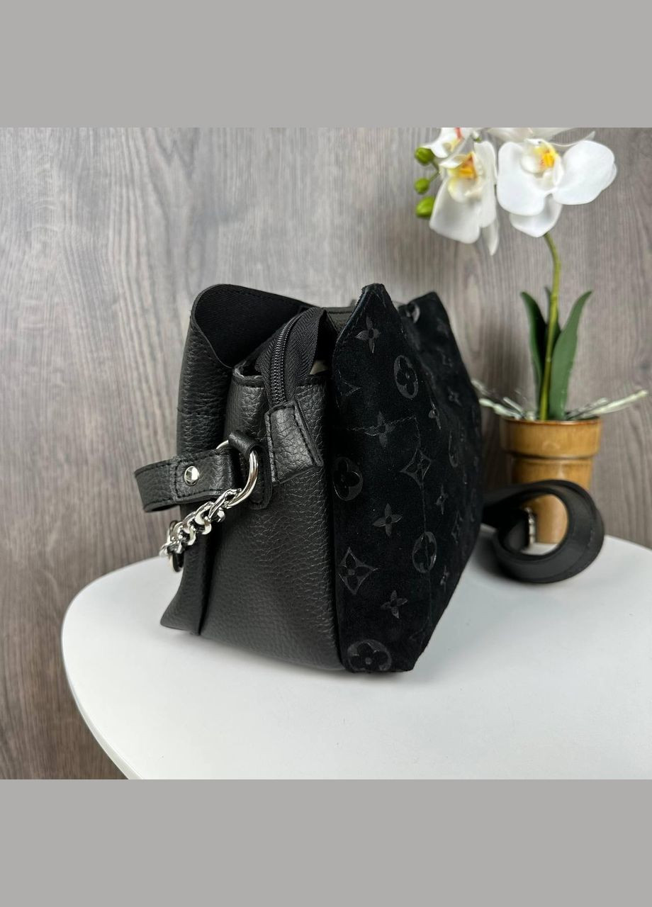 Женская замшевая сумочка с тиснением черная No Brand (298997342)