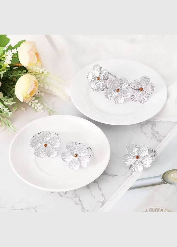 Кільце для серветок Квітка срібна 6 шт Malva (300860415)