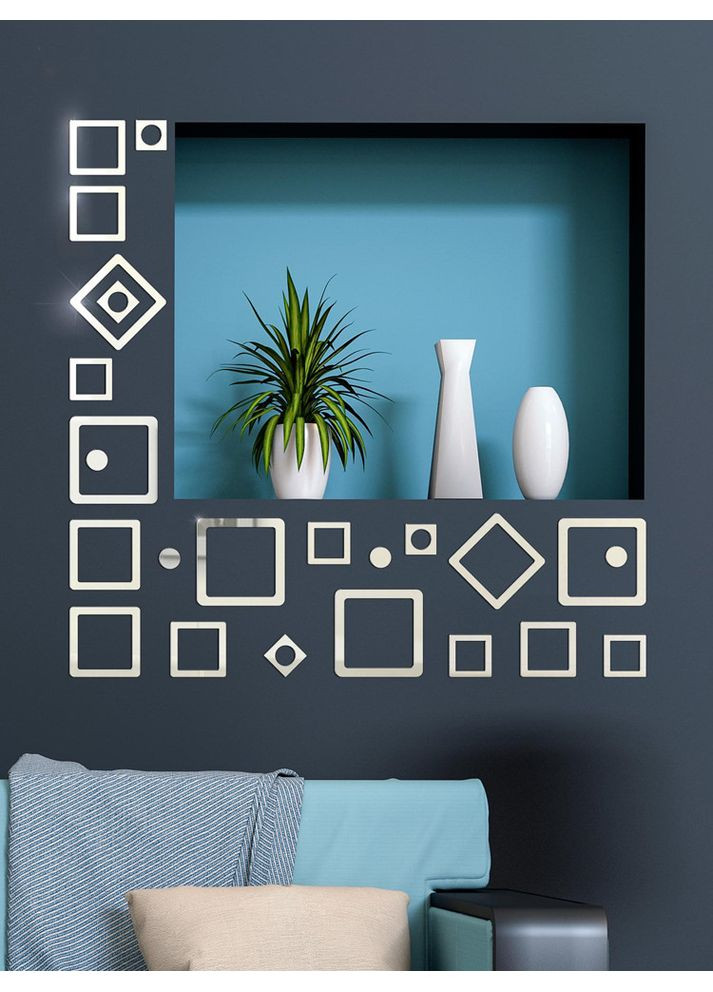 Декоративные наклейки интерьерные акриловые 3d на стену Мини-Каре 24 шт. Серебро Ваша Світлість (366334688)