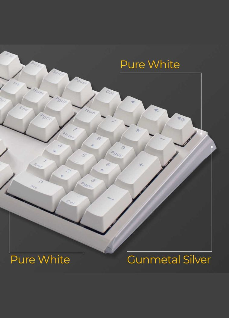 Клавіатура One 3 Cherry MX Blue RGB UA USB White (DKON2108ST-CUAPXPWWWSC1) Ducky (336957716)