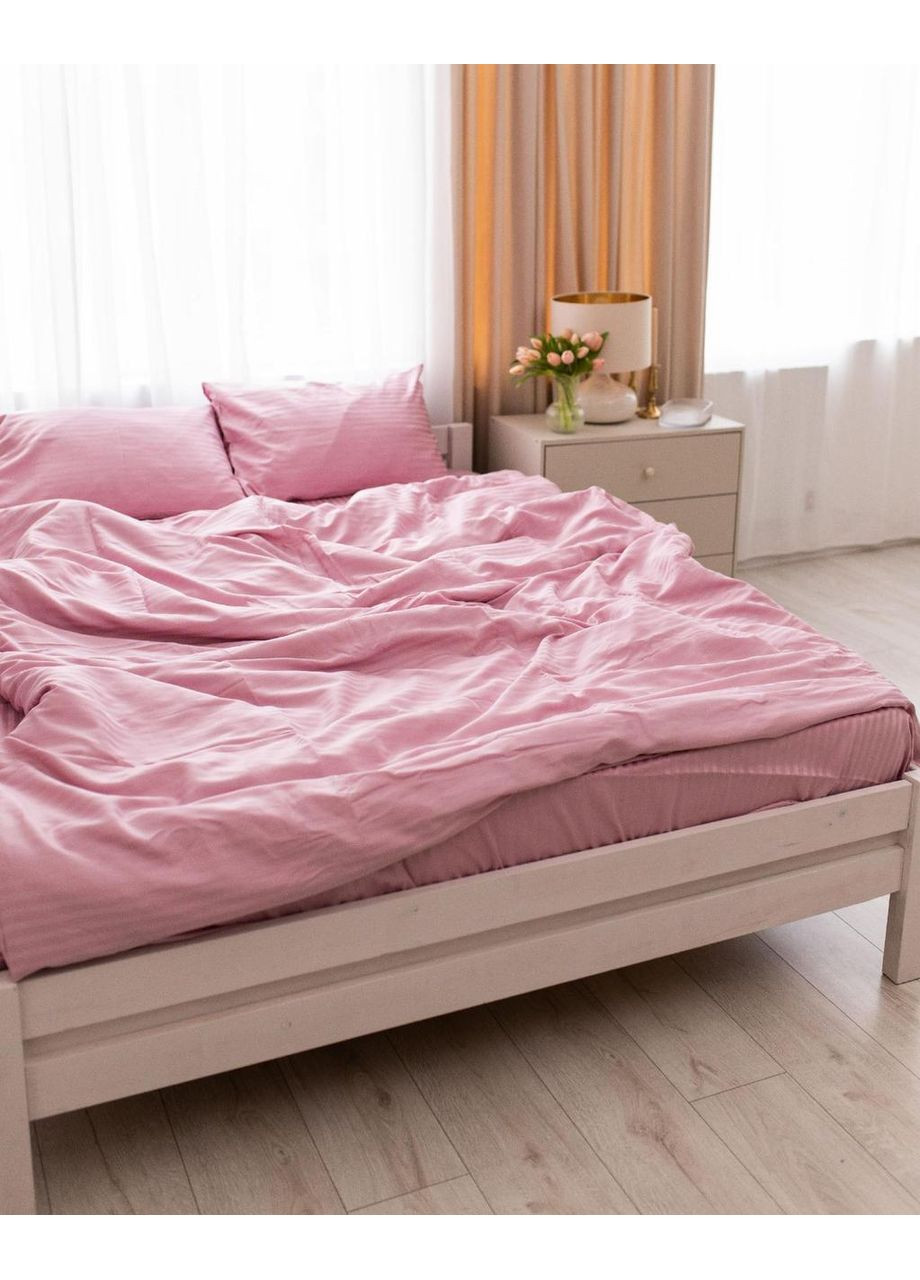 Постельное белье Светло-розовая страйп сатин PREMIUM Полуторный размер, наволочки 70/70 No Brand (364217995)
