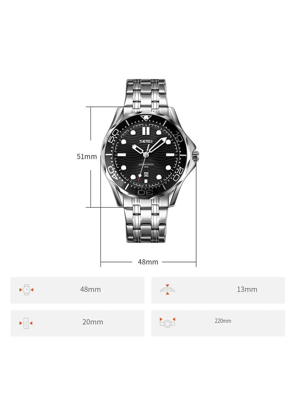 Чоловічий класичний годинник 9276 (Сріблястий з чорним циферблатом) Skmei (314483727)