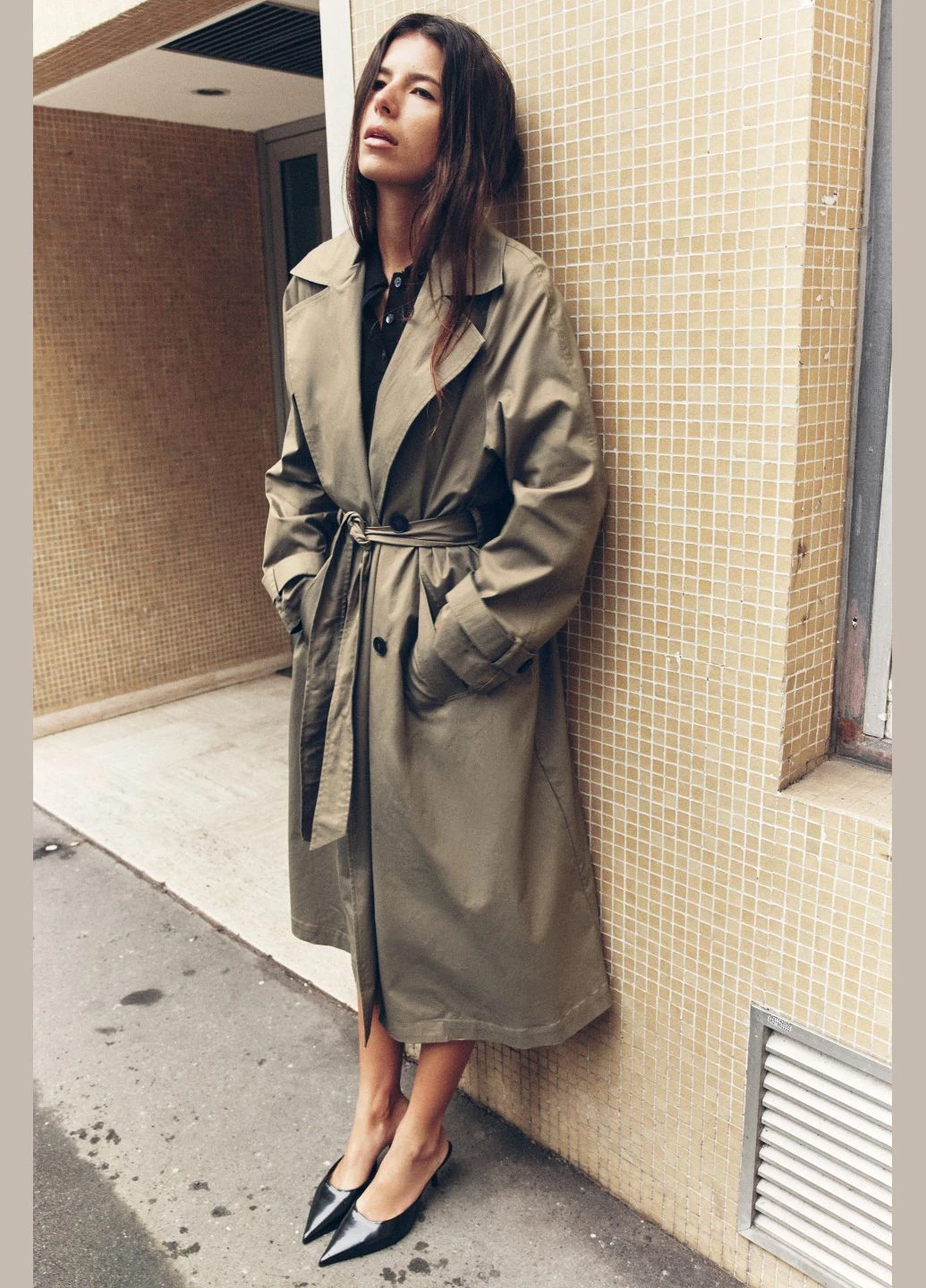 Довгий тренч плащ із поясом Zara (315932728)