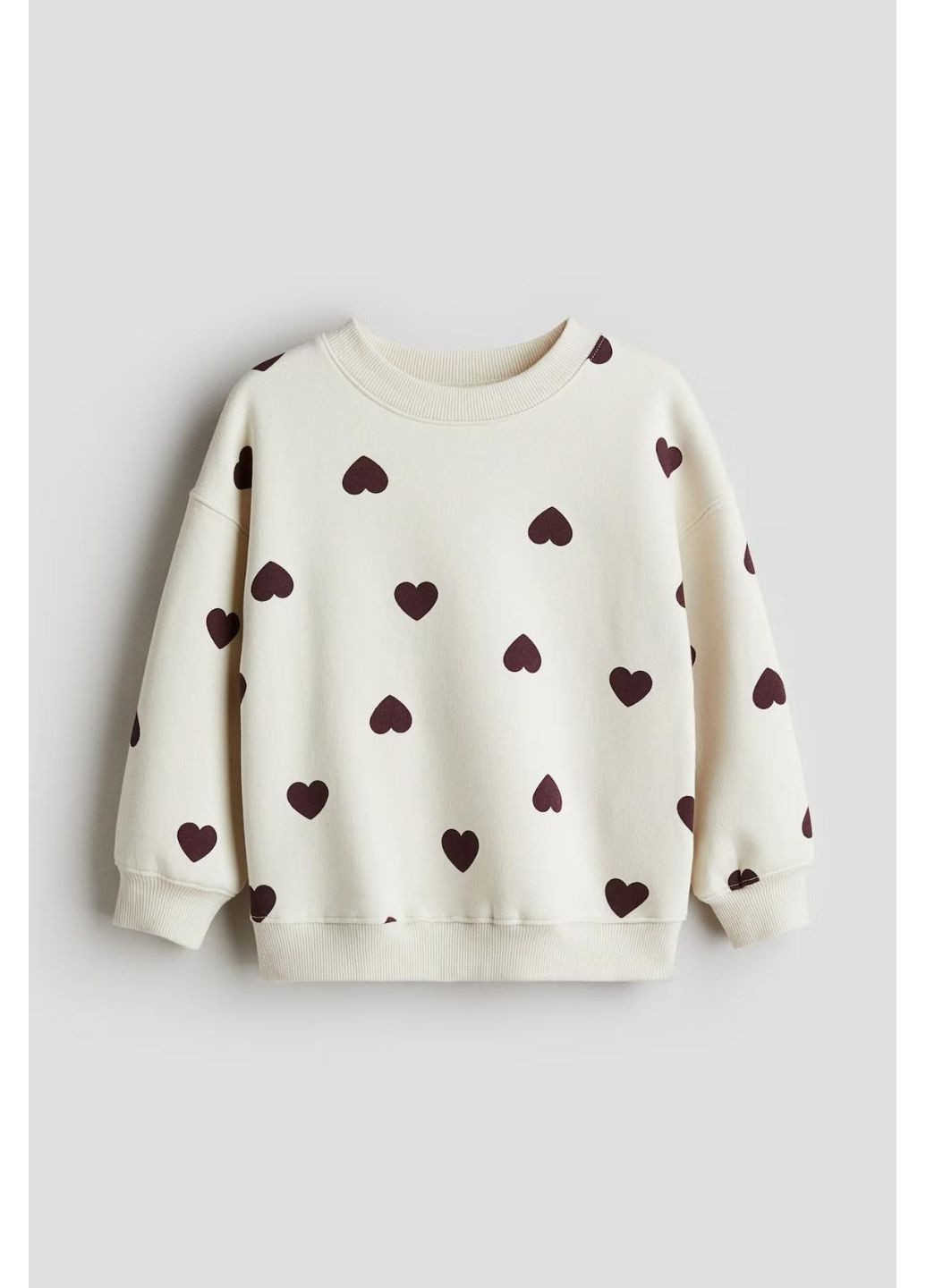 H&M детский теплый свитшот для девочки кремовый (25090803) сердечки кремовый праздничный двунитка с начесом