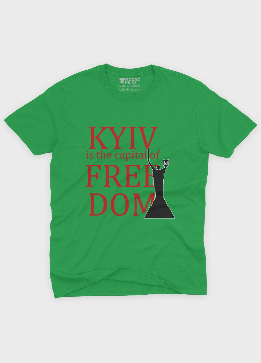 Зеленая демисезонная футболка для мальчика с патриотическим принтом киев (ts001-5-keg-005-1-131-b) Modno