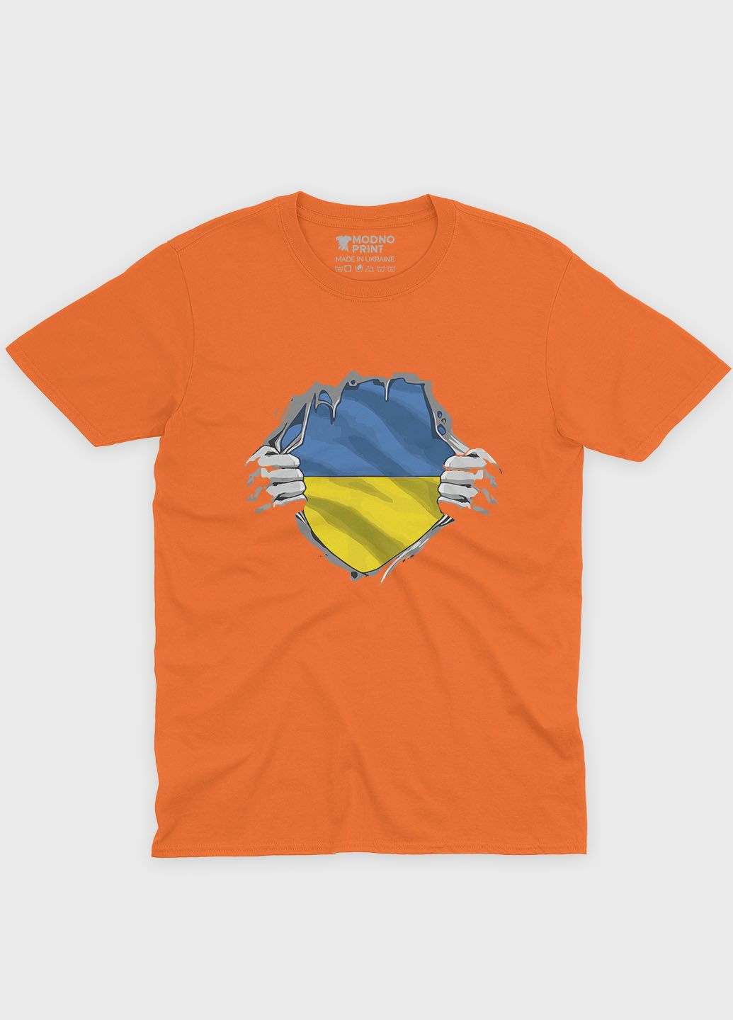 Оранжевая мужская футболка с патриотическим принтом (ts001-3-ora-005-1-079) Modno