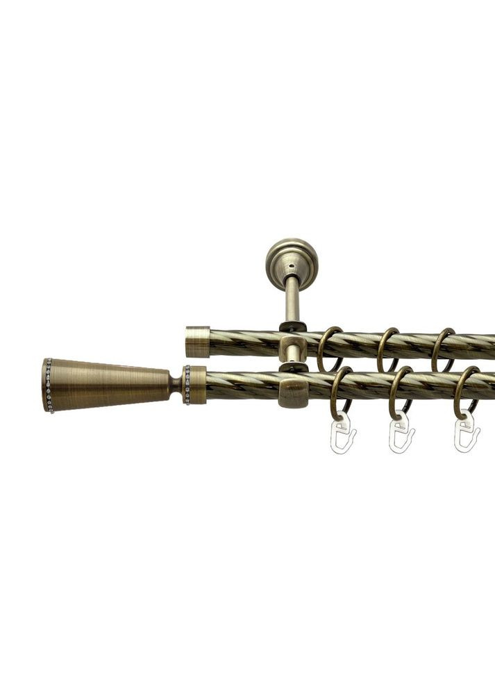 Карниз Меркурия металлический двухрядный открытая скрученная труба Антик 16\16 мм 160 см (00-00022493) ORVIT (300692344)