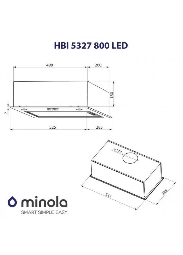 Вытяжка встроенная HBI 5327 BL 800 LED MINOLA (339083127)