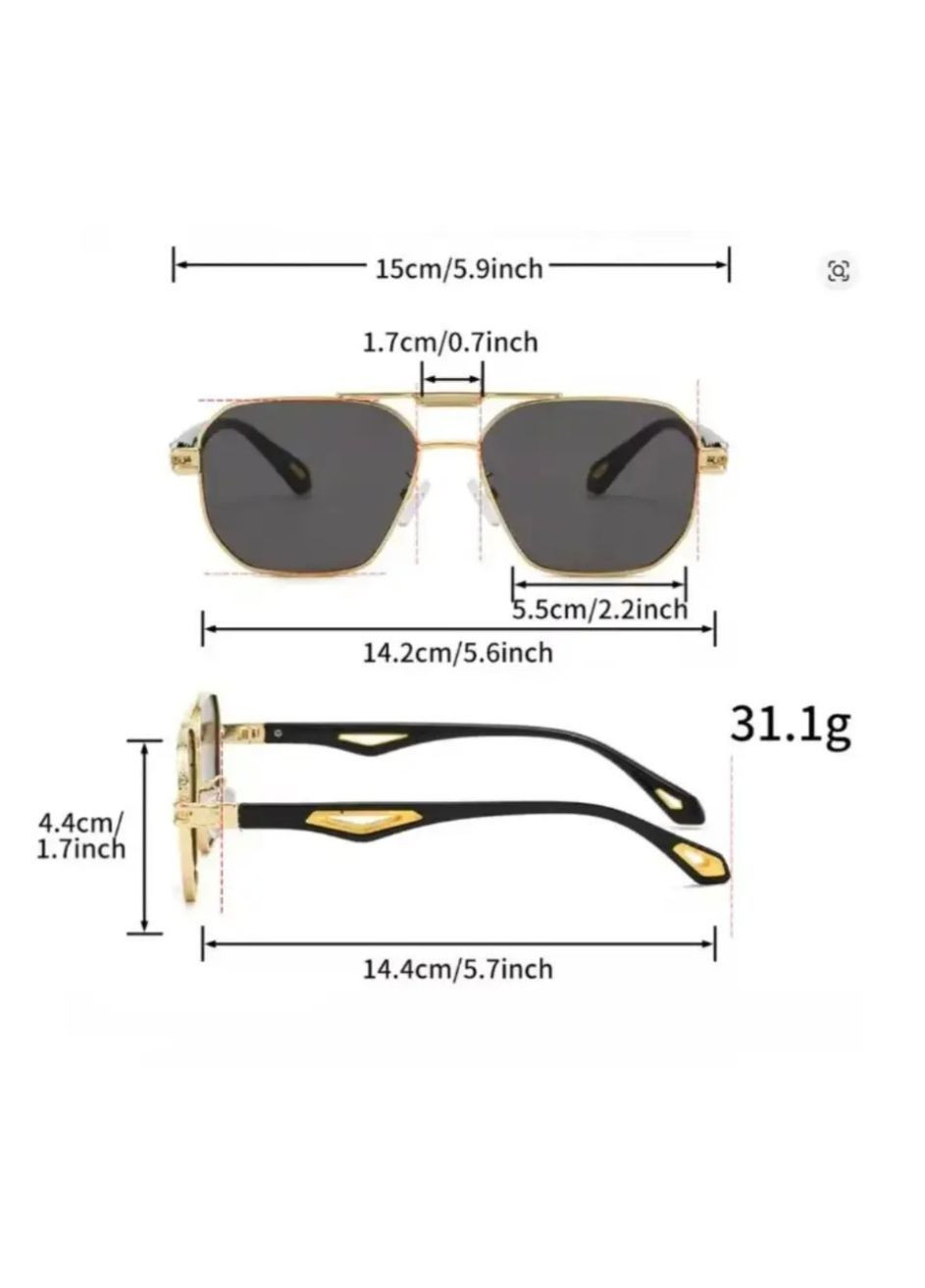 Сонцезахисні окуляри квадратні унісекс золотисті 54мм метал+полікарбонат градієнтні лінзи UV400 ретро стиль для подорожей No Brand (364859628)