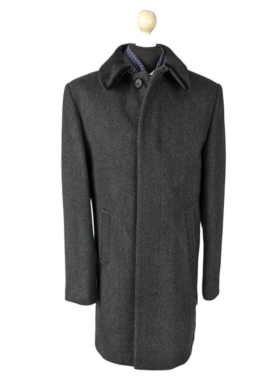 Серое демисезонное Пальто мужское 05.22 межсезонное зимнее col.6 Borenia