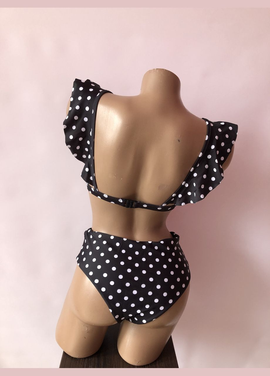 Чорний демісезонний жіночий роздільний купальник в горох (арт.6067) No Brand