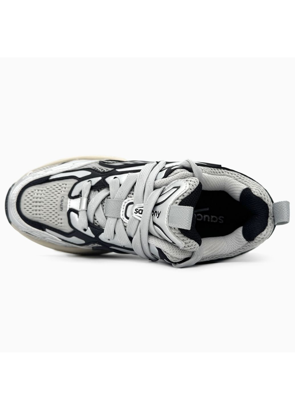 Срібні Осінні кросівки чоловічі і жіночі Saucony 2k Cavalry Silver Black | Сауконі 2К Кавалрі