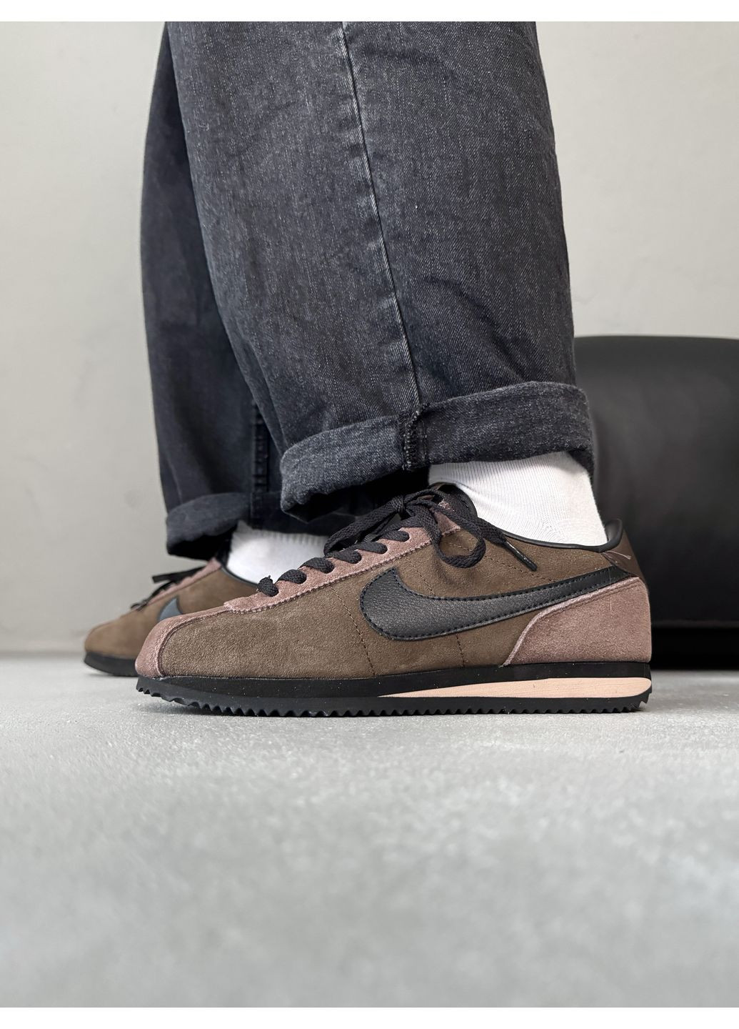 КРОСІВКИ ЖІНОЧІ NIKE CORTEZ BROWN / BLACK НАЙК КОРТЕЗ No Brand чорні демісезони (368647108)