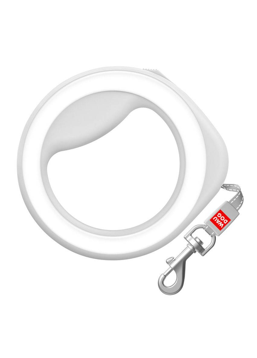Повідець-рулетка для собак R-leash Кругла XS-M до 40 кг 29 м світловідбивна стрічка білий WAUDOG (279561589)