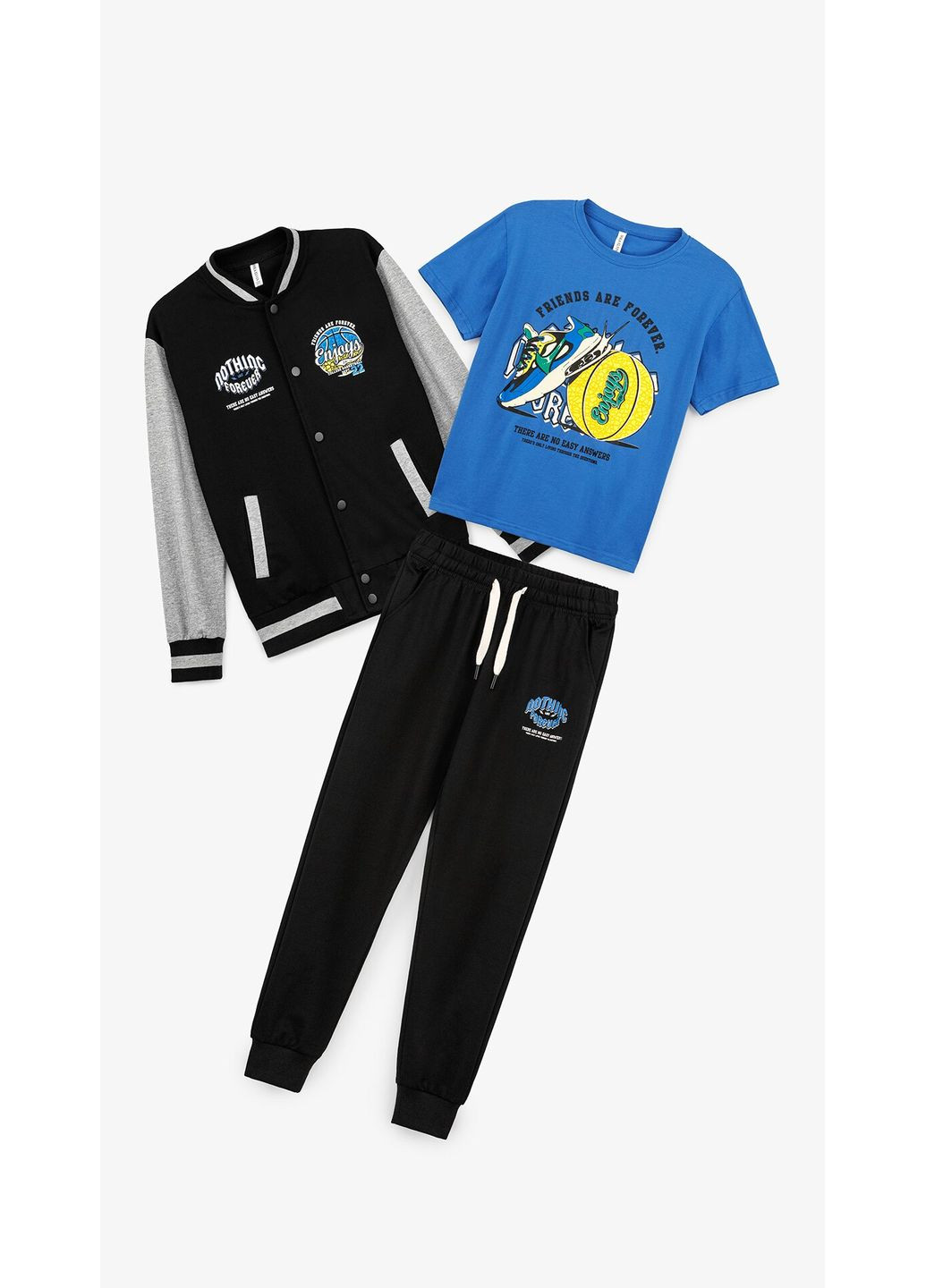 Спортивный костюм толстовка+штаны+футболка для мальчика Непослушки HKD-240 158 см Черный shop (2000999268373) Неслухнянки (353131114)