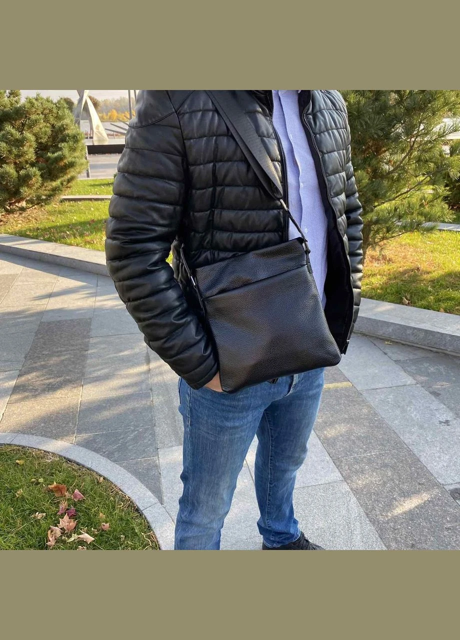Шкіряна чоловіча сумка планшетка чорна польова барсетка з натуральної шкіри No Brand (304287190)