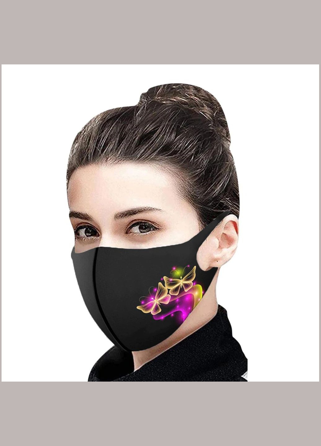 Тканинна маска для обличчя з красивим принтом, що миються, багаторазова маска, легко дихати в ній No Brand (285272321)