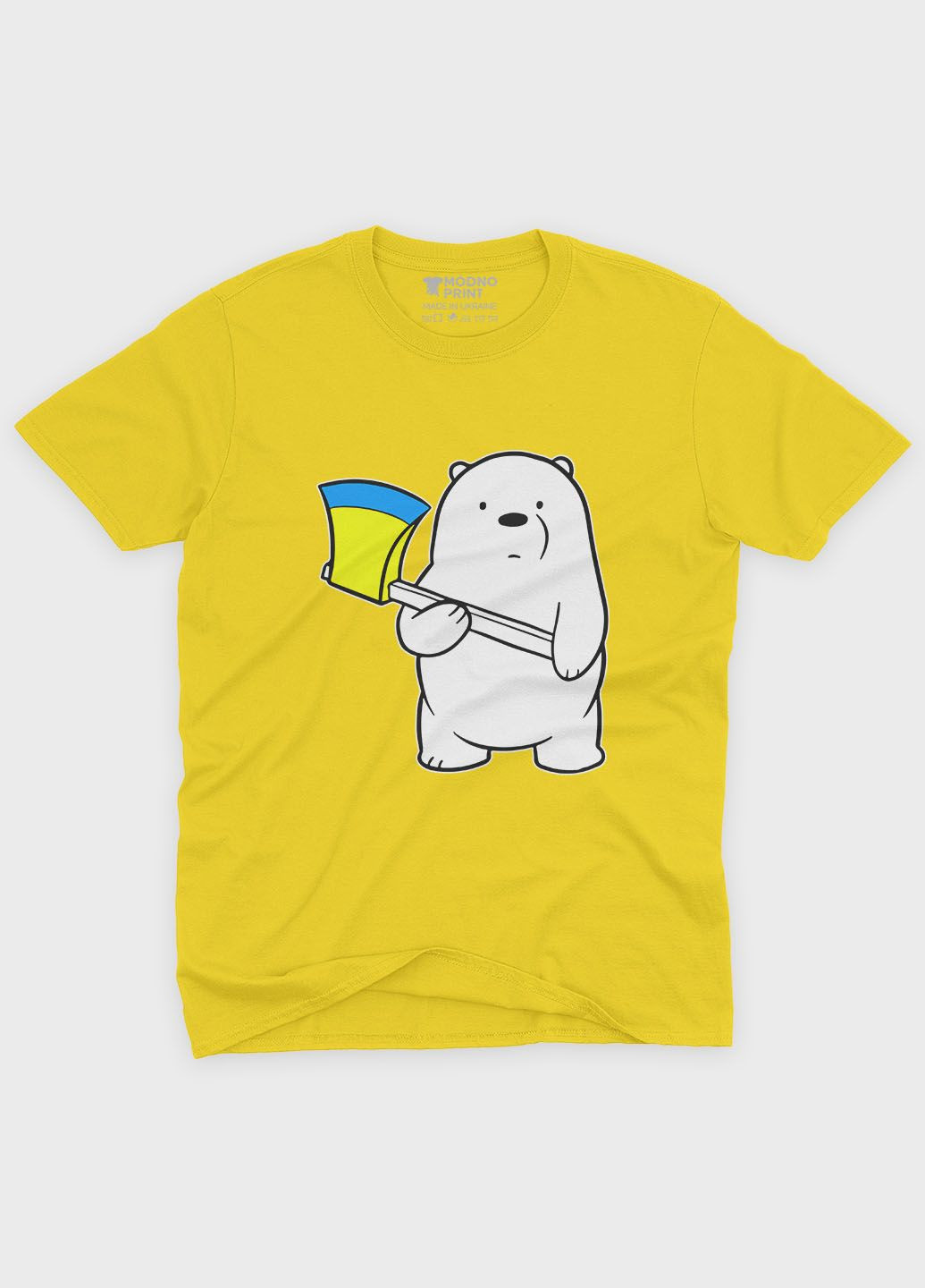 Жовта демісезонна футболка для дівчинки з патріотичним принтом ведмедик (ts001-5-sun-005-1-125-g) Modno