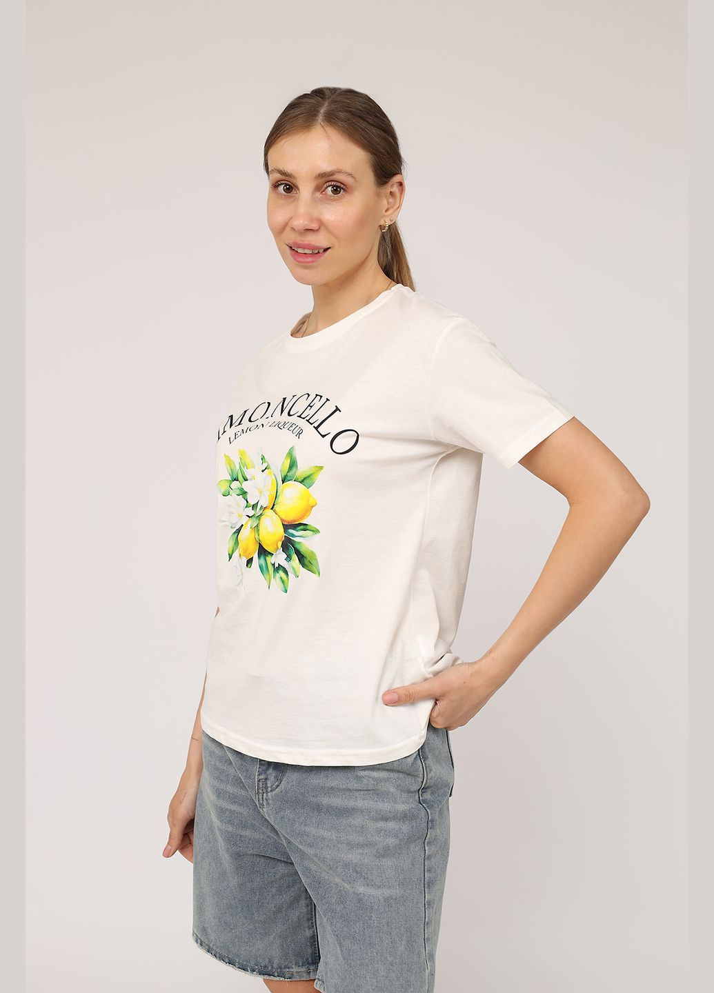 Футболка с коротким рукавом женская цвет молочный CB-00275256 Carla Mara - (330222968)