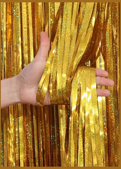 для фотозони з голограмою 1 м на 1 м золотистий Jannet Дощик (316301143)