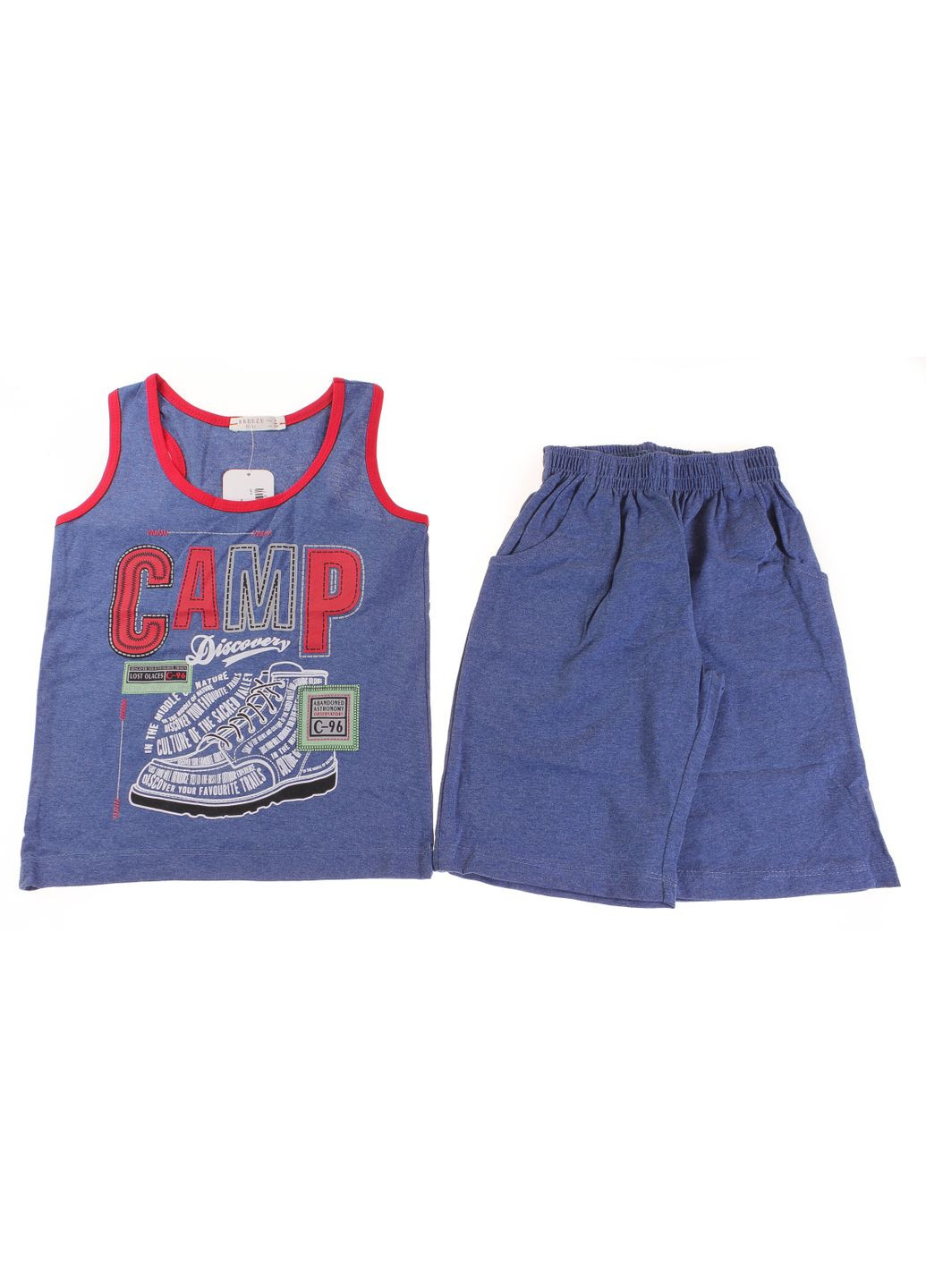 Синій літній майка + шорти 14524 синій меланжевий Breeze