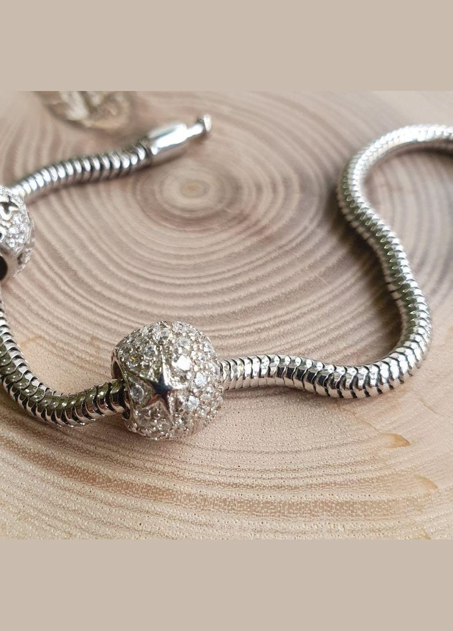 Шарм срібний із морськими зірочками та білими фіанітами Каштан (342335599)