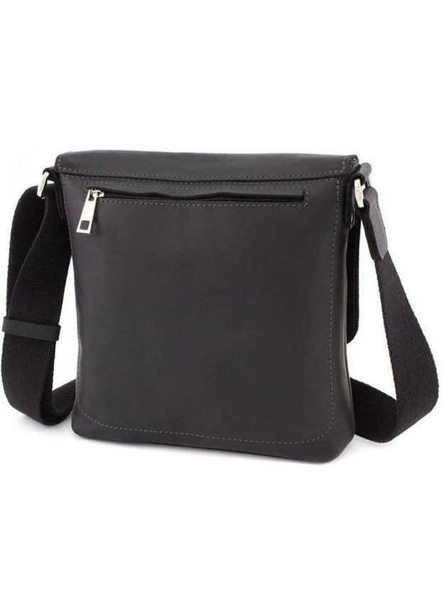 Сумка месенджер чоловіча шкіряна через плече Чорний Crazy Horse 40683 Grande Pelle (361348751)