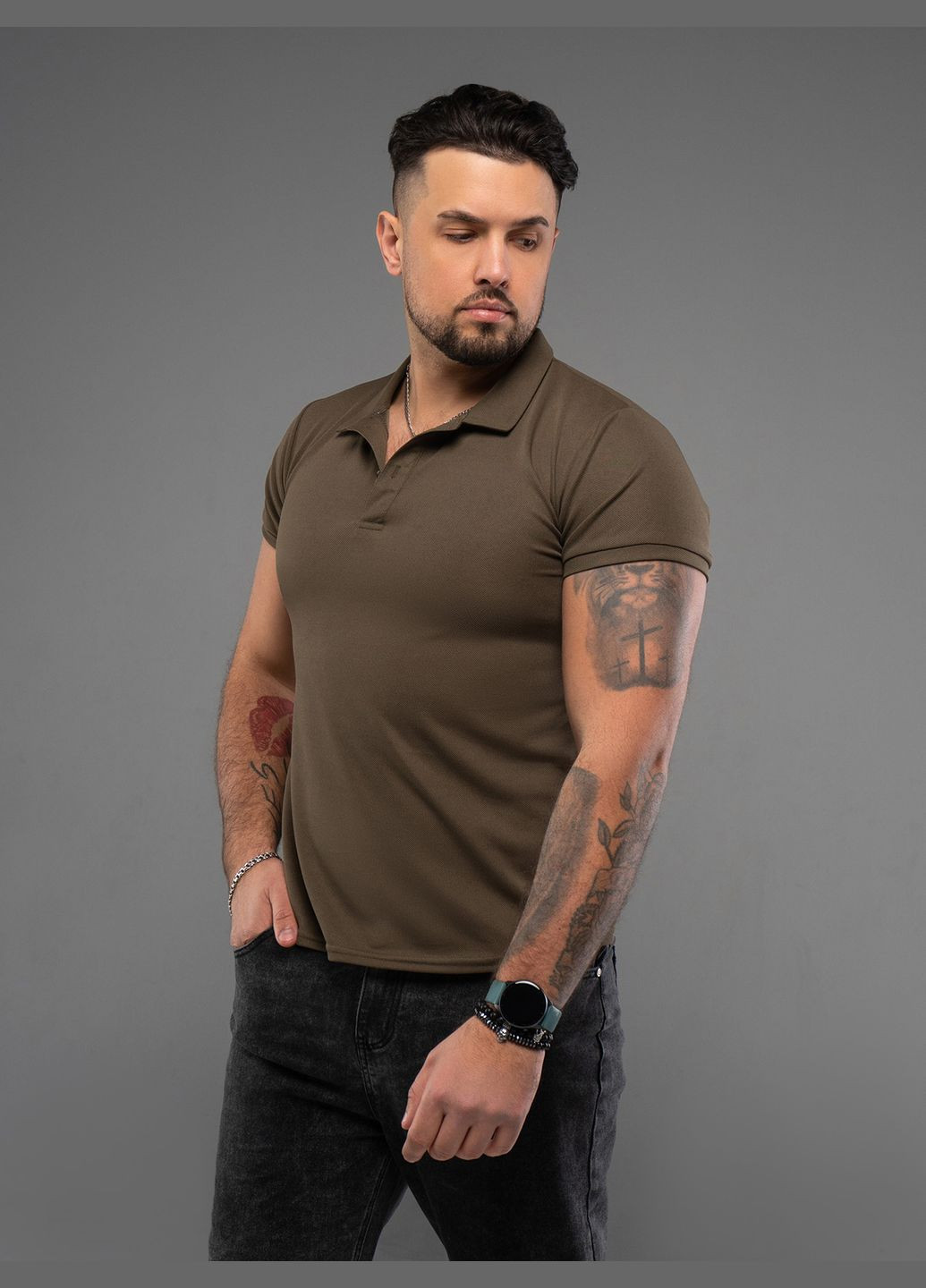 Коричневая футболки ISSA PLUS GN-536