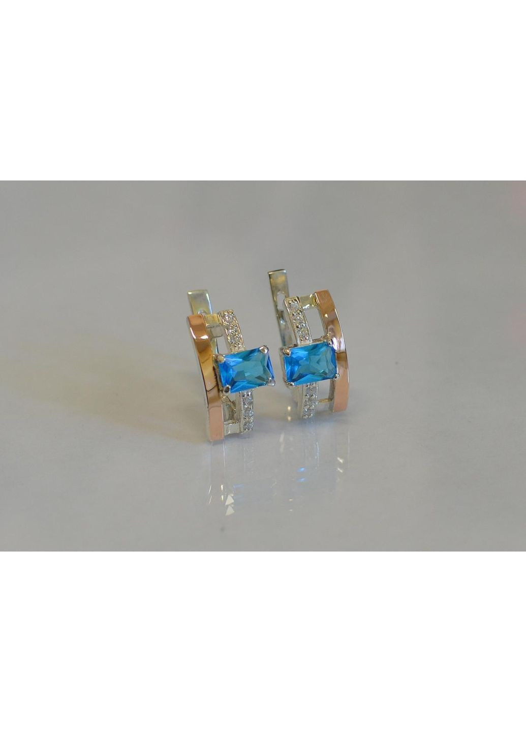 Срібні сережки з золотими пластинами Silver Style (366814254)