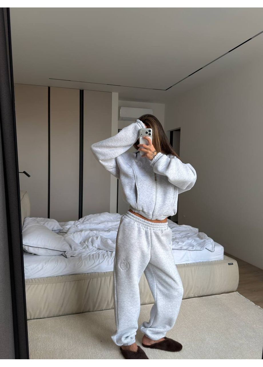 Теплий костюм з турецької тринитки на флісі | 2-ка з подвійним капюшоном Україна (366671233)