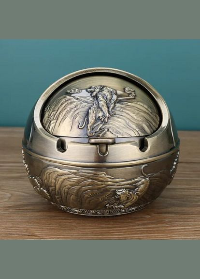 Настільна креативна оригінальна металева попільничка у формі Куля із зображенням Тигра No Brand (278250131)