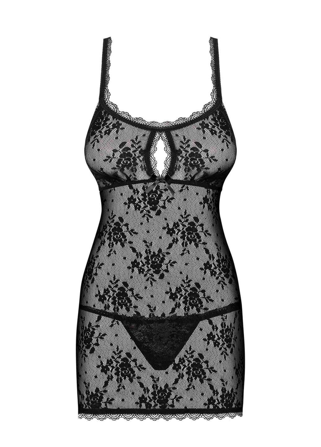 Сорочка Behindy с открытыми ягодицами, черная, Obsessive (331170115)