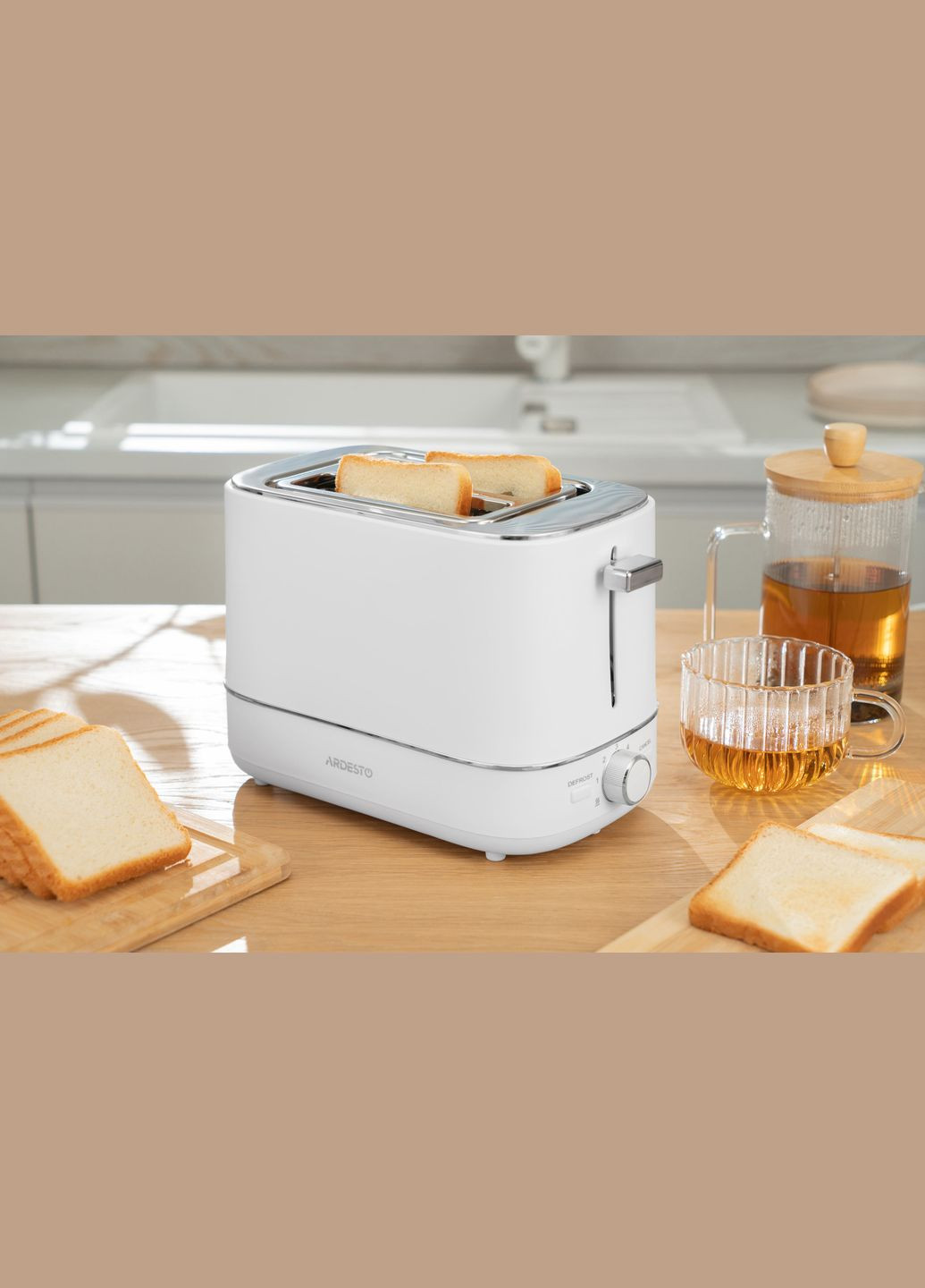 Тостер T-F420B, 800Вт, пластик, 2 слота, белый Ardesto (322131734)
