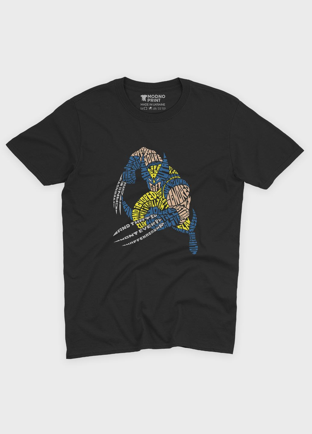 Черная летняя мужская футболка с принтом супергероя - росомаха (ts001-1-bl-006-021-001-f) Modno