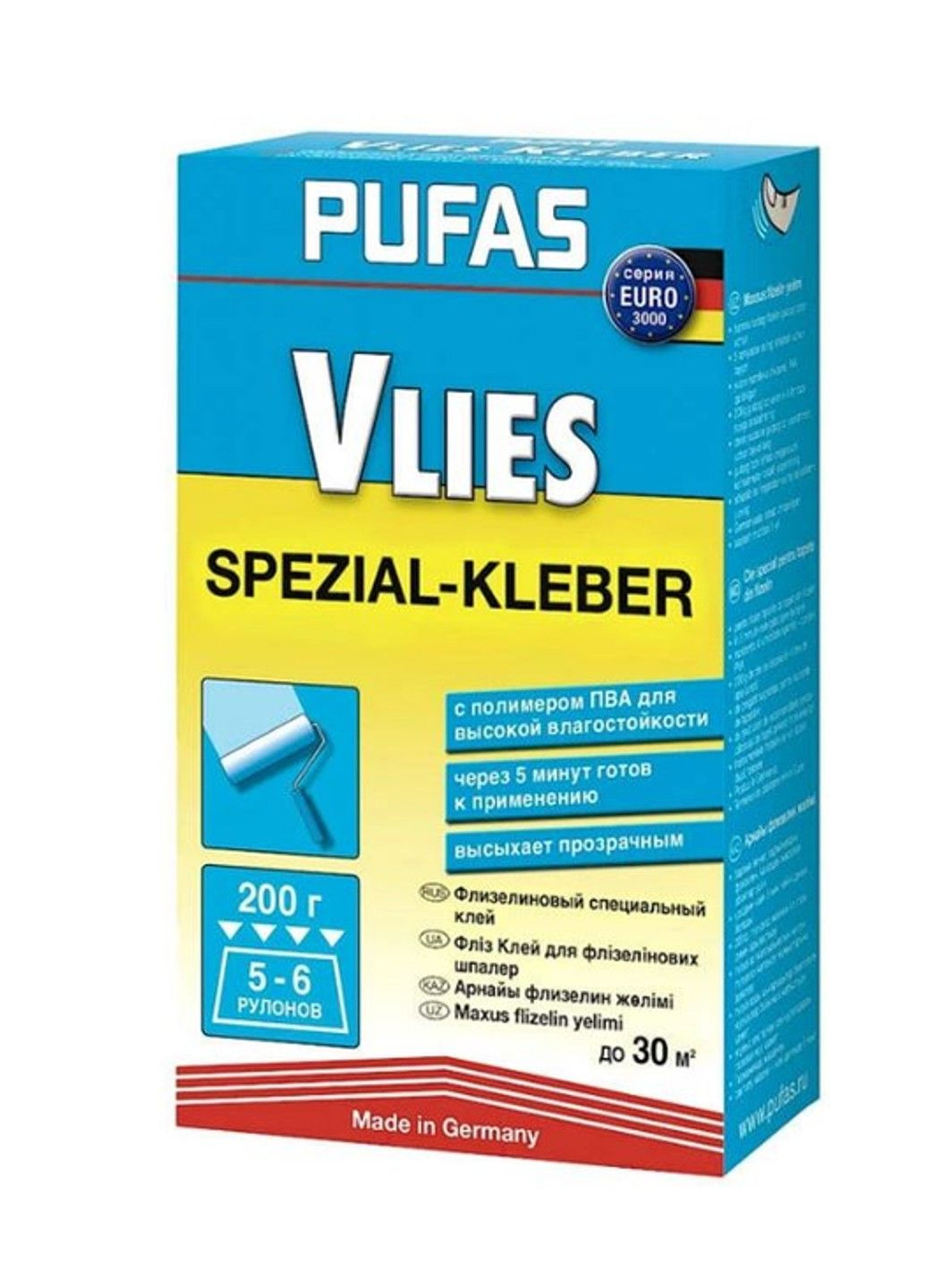 Клей для флізелінових шпалер Euro 3000 special - 200 г Pufas (362535772)