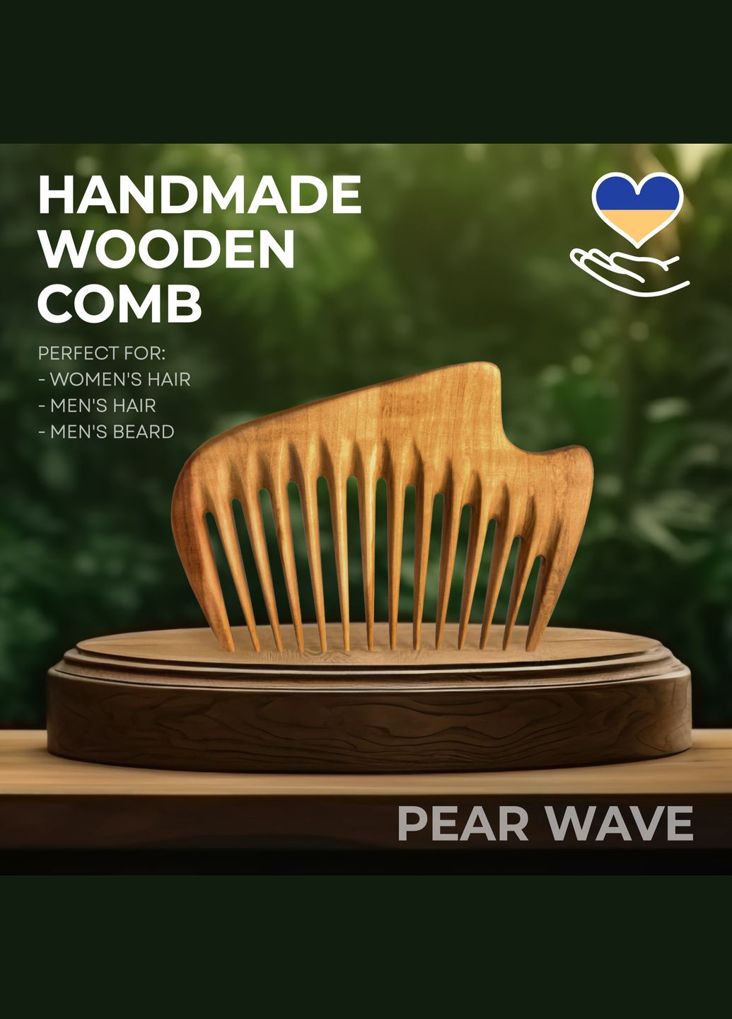 Гребень для Волос Wood New Wave 10,5 х 7,5 х 1,1см Ручная Работа Деревянный Груша Zamas (336550042)