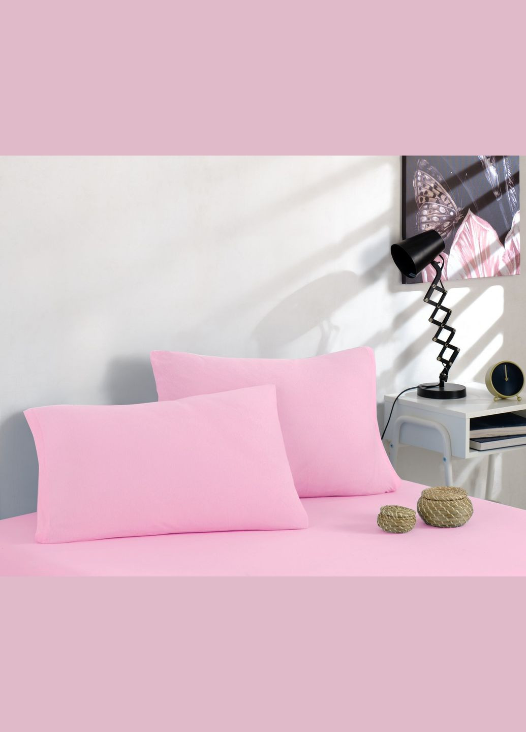 Простыня 200 x 220 см трикотажная на резинке с наволочками Kayra (341306195)