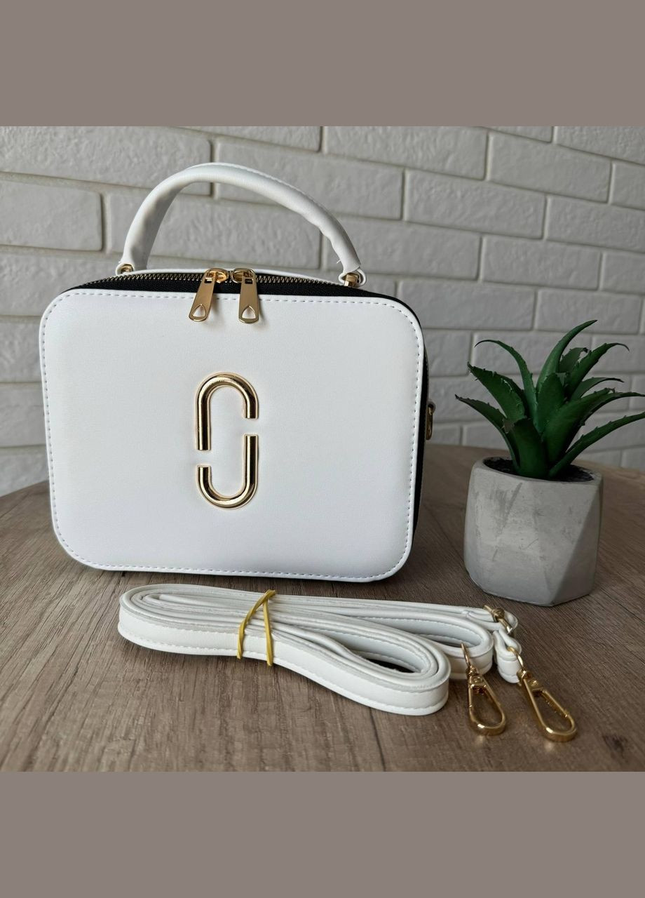 Стильная женская мини сумочка через плечо Marc, каркасная сумка черная белая Jacobs (362412086)